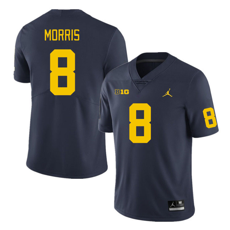 Michigan Wolverines #8 Tyler Morris College Football Jerseys Stitched Sale-Navy